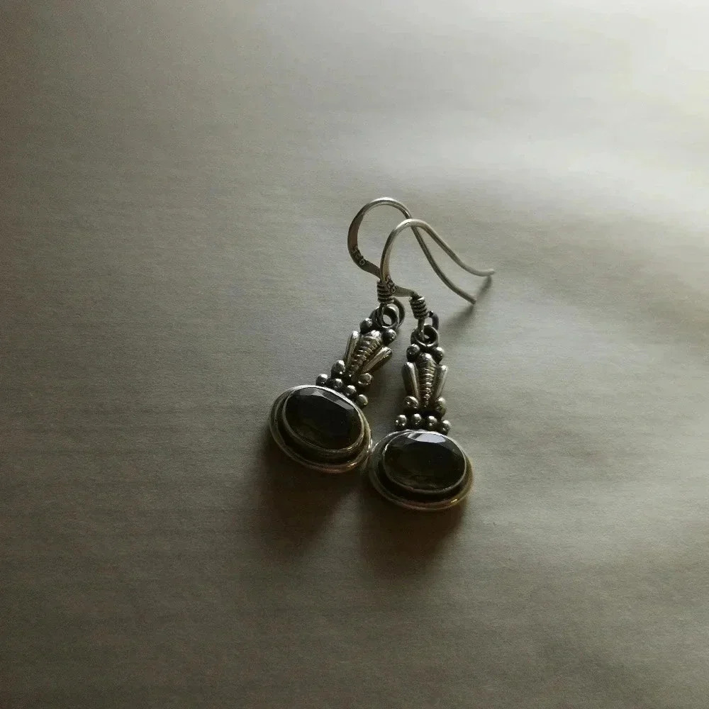 Smokey quartz sterling  earrings